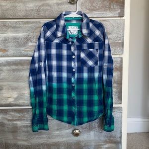LAST CALL! Justice Dip Dye Blue and Green Button Down